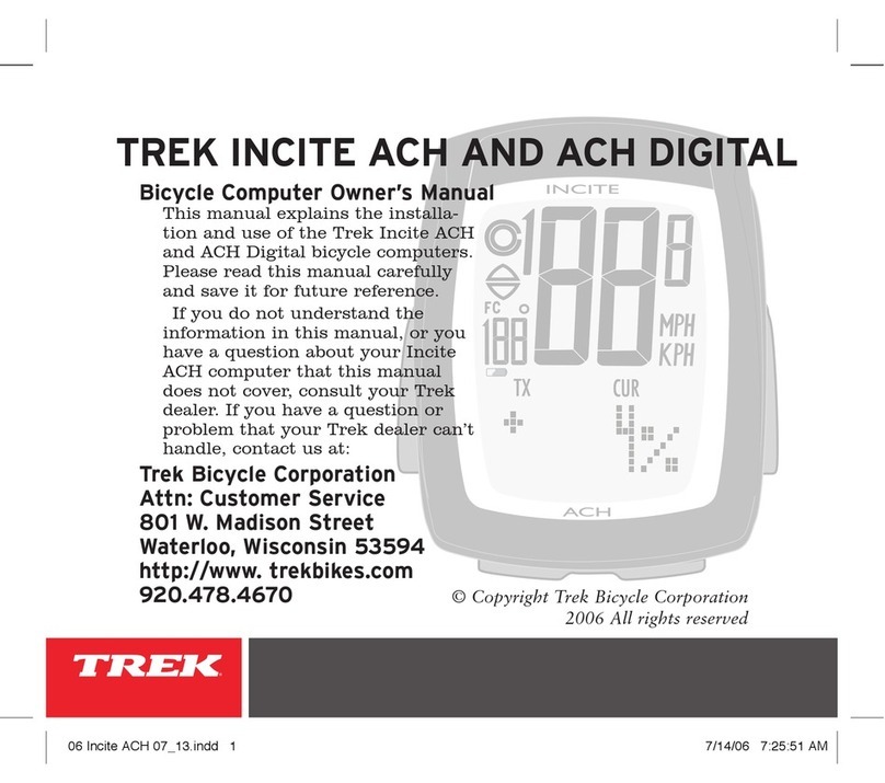 Trek Bicycle Computer User manual