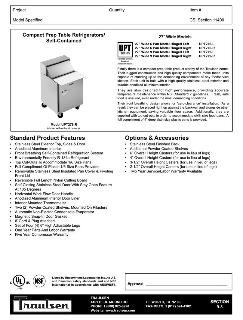 Traulsen UPT276-L User manual