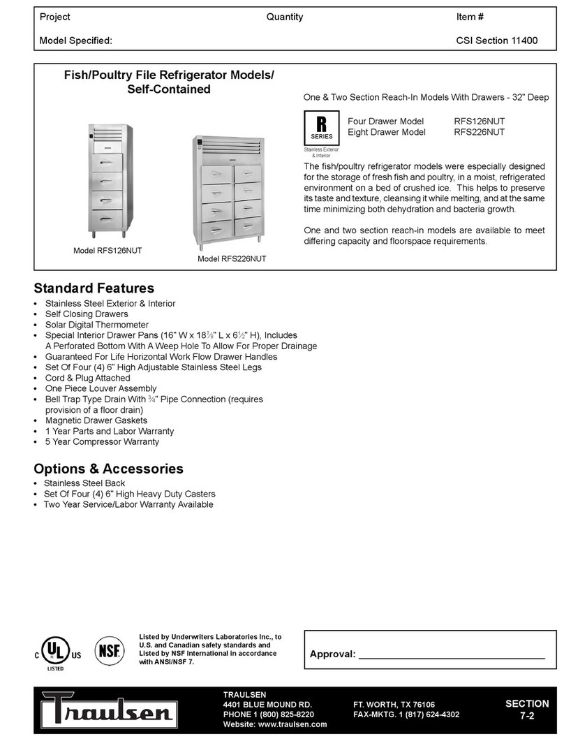 Traulsen RFS126NUT Specification sheet