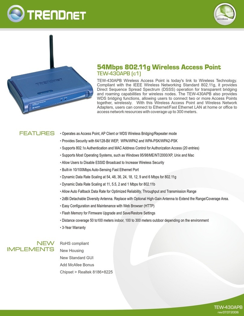 TRENDnet TEW-430APB - Wireless Access Point Specifications