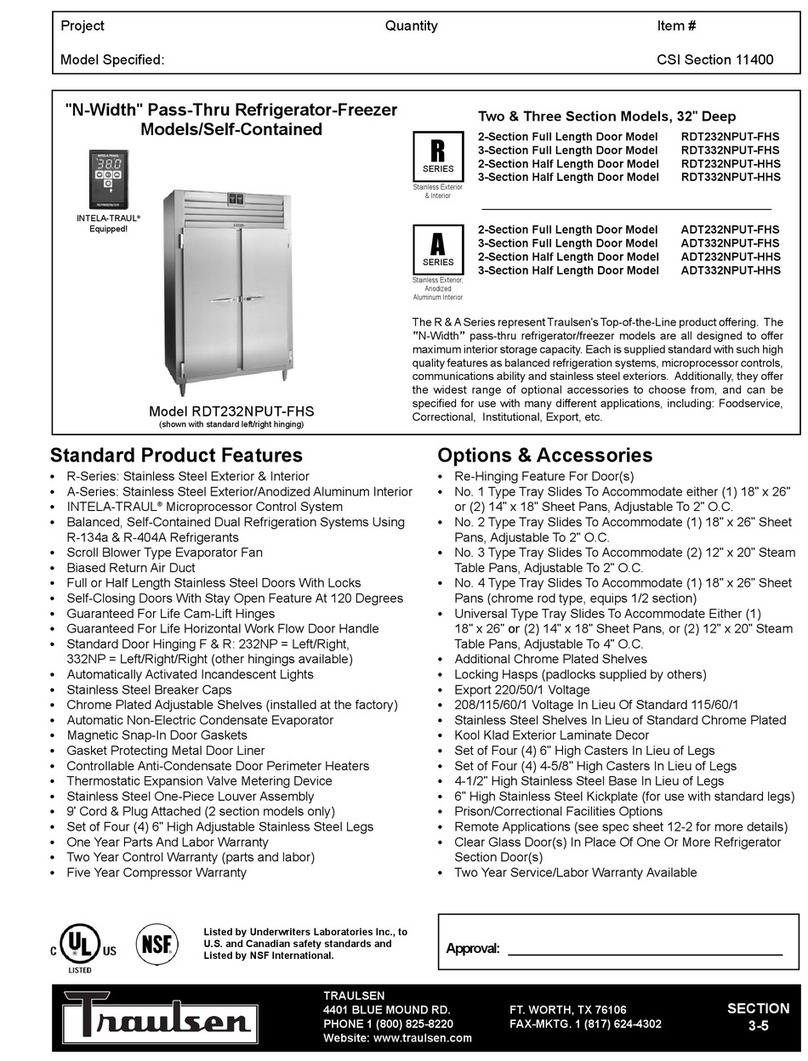 Traulsen ADT232NPUT-FHS User manual