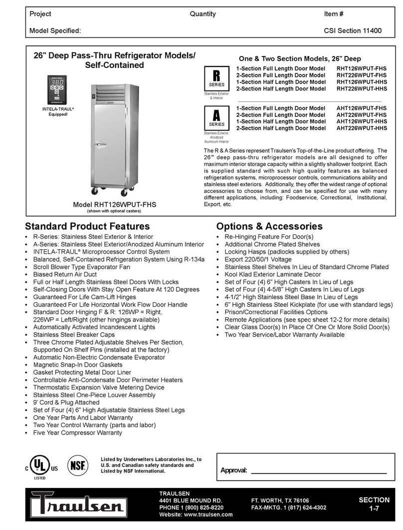 Traulsen TR35761 Specification sheet
