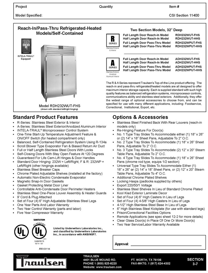 Traulsen RDH232WUT-FHS Specification sheet