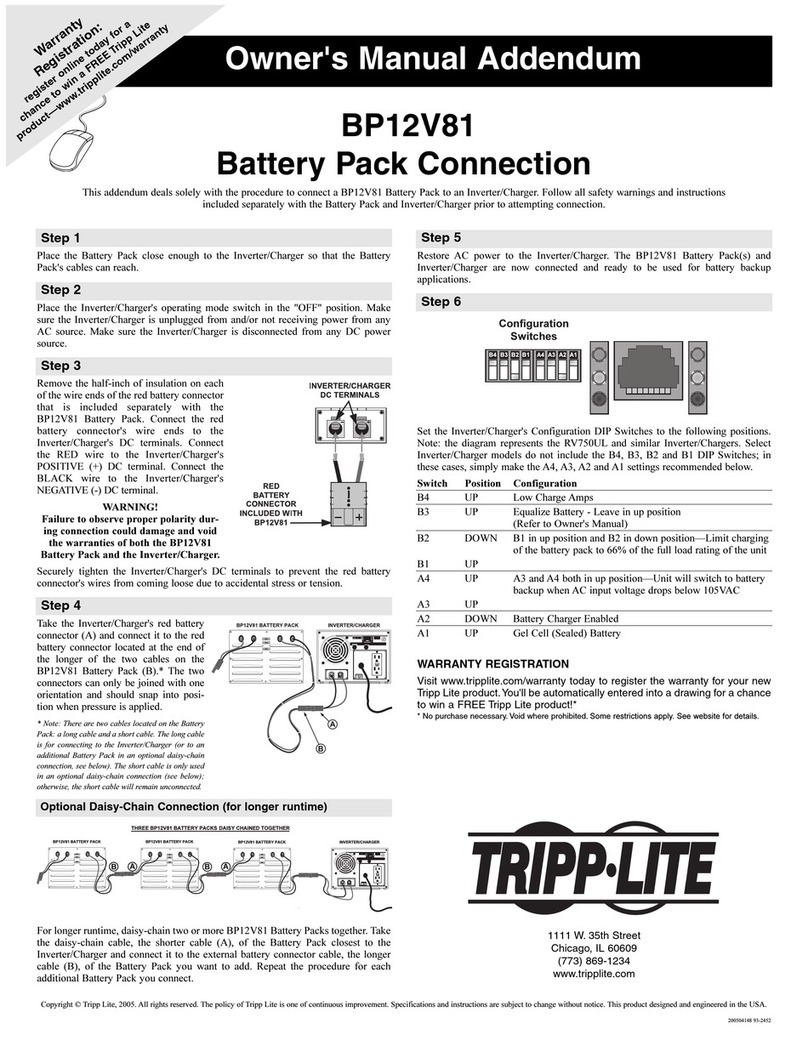 Tripp Lite BP12V81 Installation and operating instructions