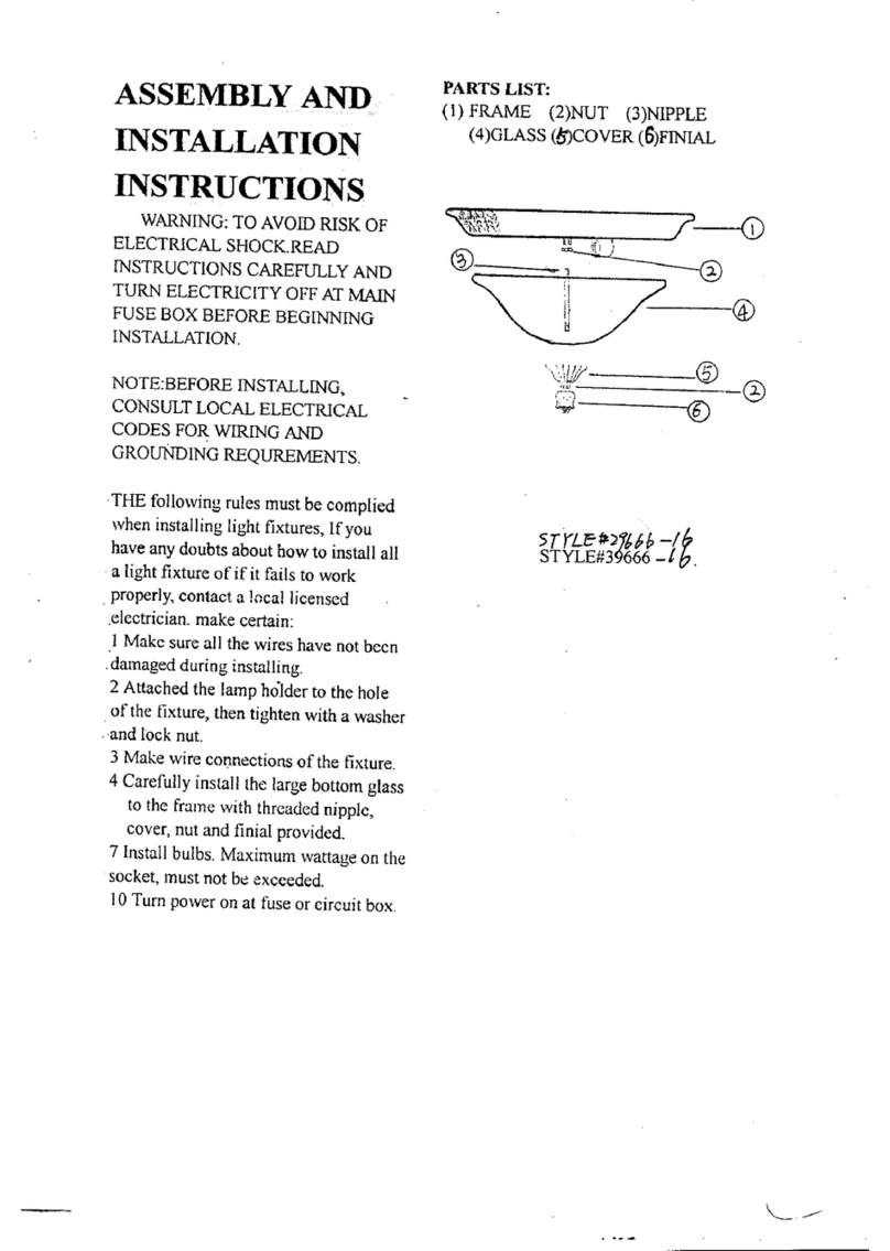 Triarch Indoor Lighting 39666 Assembly and installation instructions Triarch Indoor Lighting 39666 Assembly and installation instructions