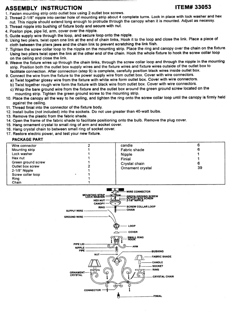 Triarch Indoor Lighting 33053 User manual