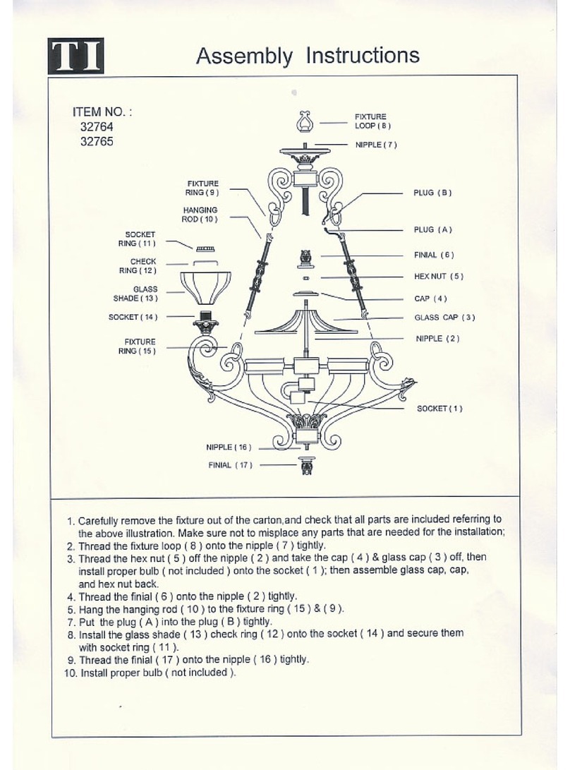 Triarch Indoor Lighting 32765 Assembly instructions