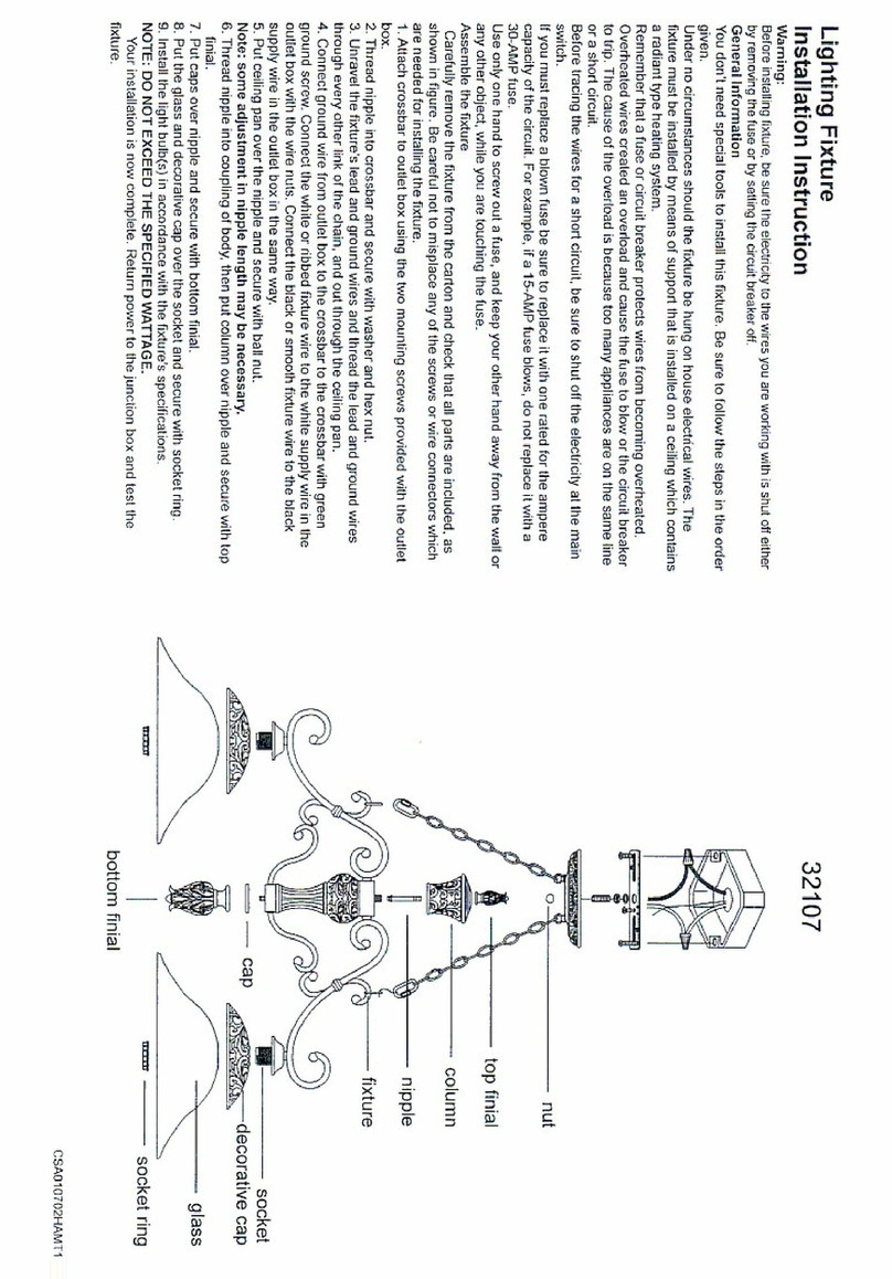 Triarch Lighting Fixture 32107 installation instructions