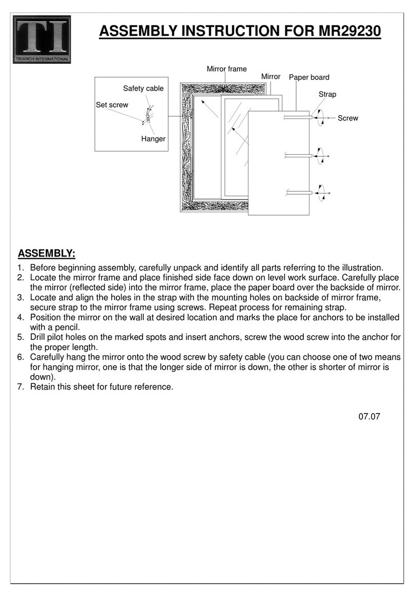 Triarch Indoor Lighting MR29230 Assembly instruction Triarch Indoor Lighting MR29230 Assembly instruction