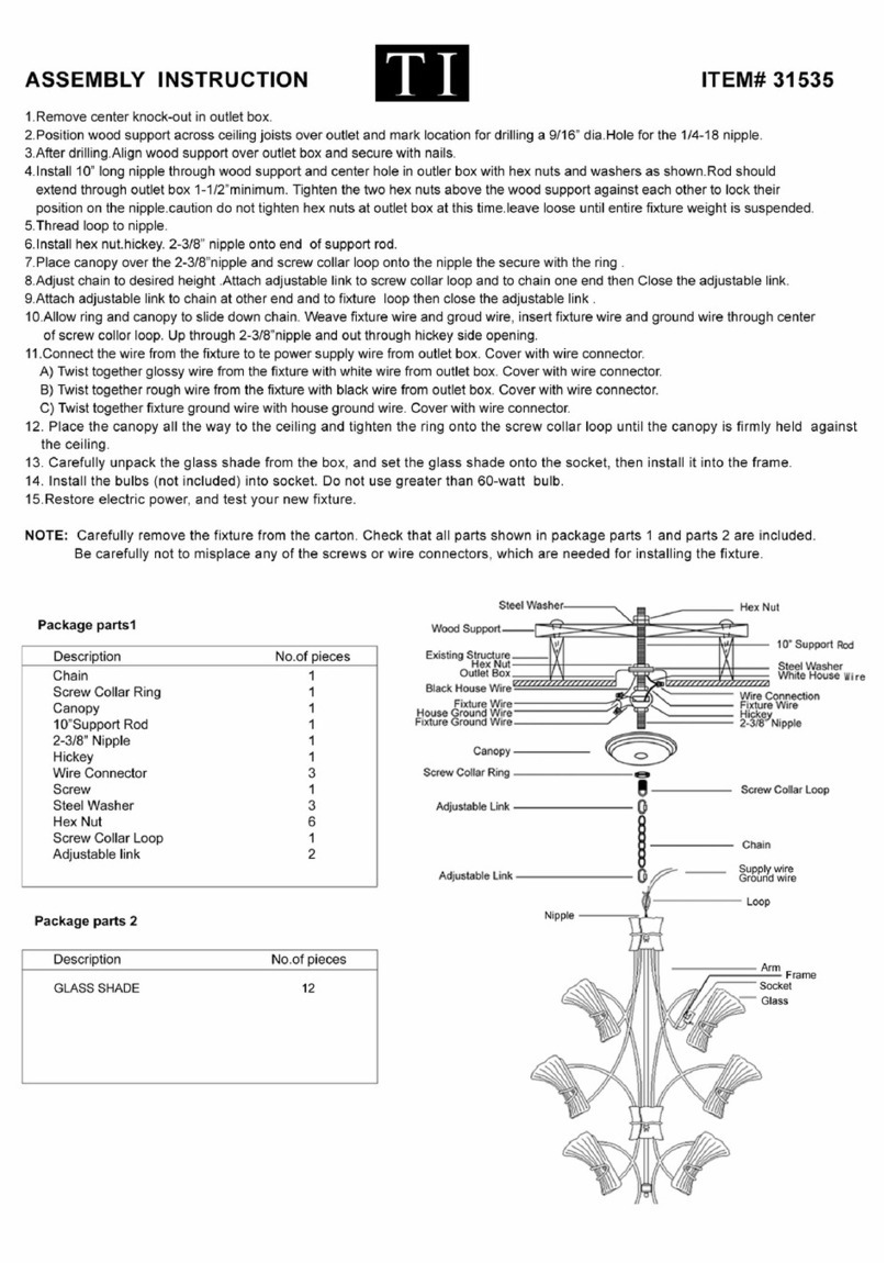 Triarch Indoor Lighting 31535 Assembly instructions