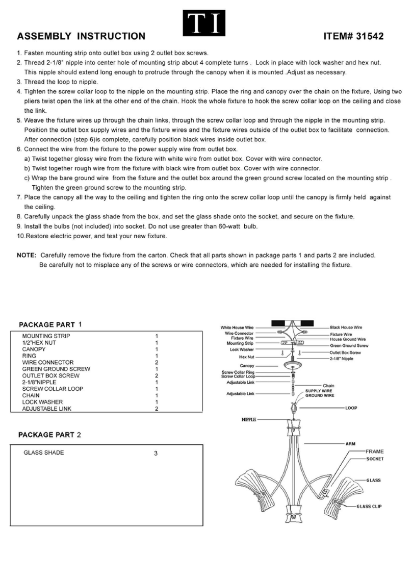 Triarch Indoor Lighting 31542 User manual Triarch Indoor Lighting 31542 User manual