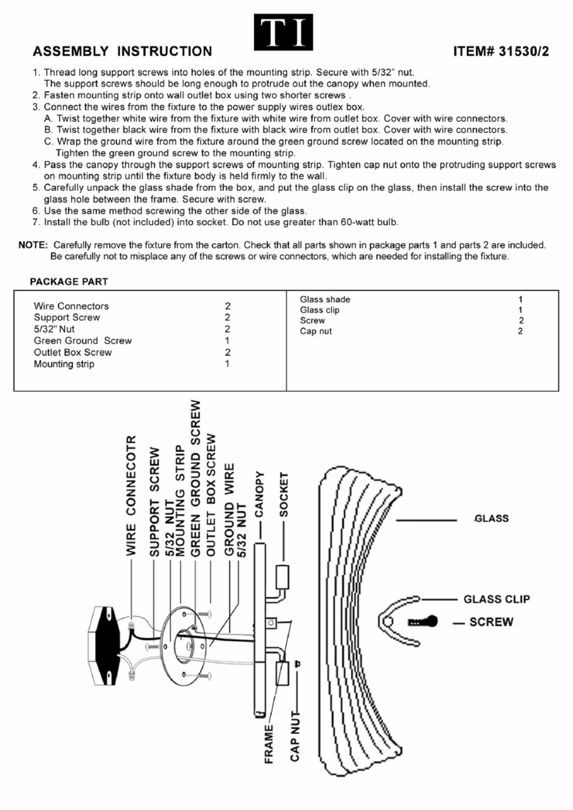 Triarch Indoor Lighting 31530/2 User manual Triarch Indoor Lighting 31530/2 User manual