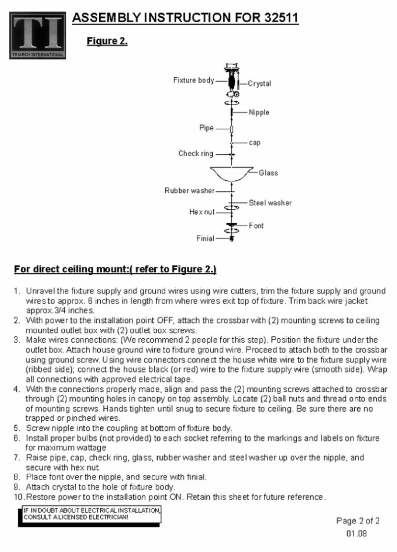 Triarch Indoor Lighting 32511 Assembly instruction