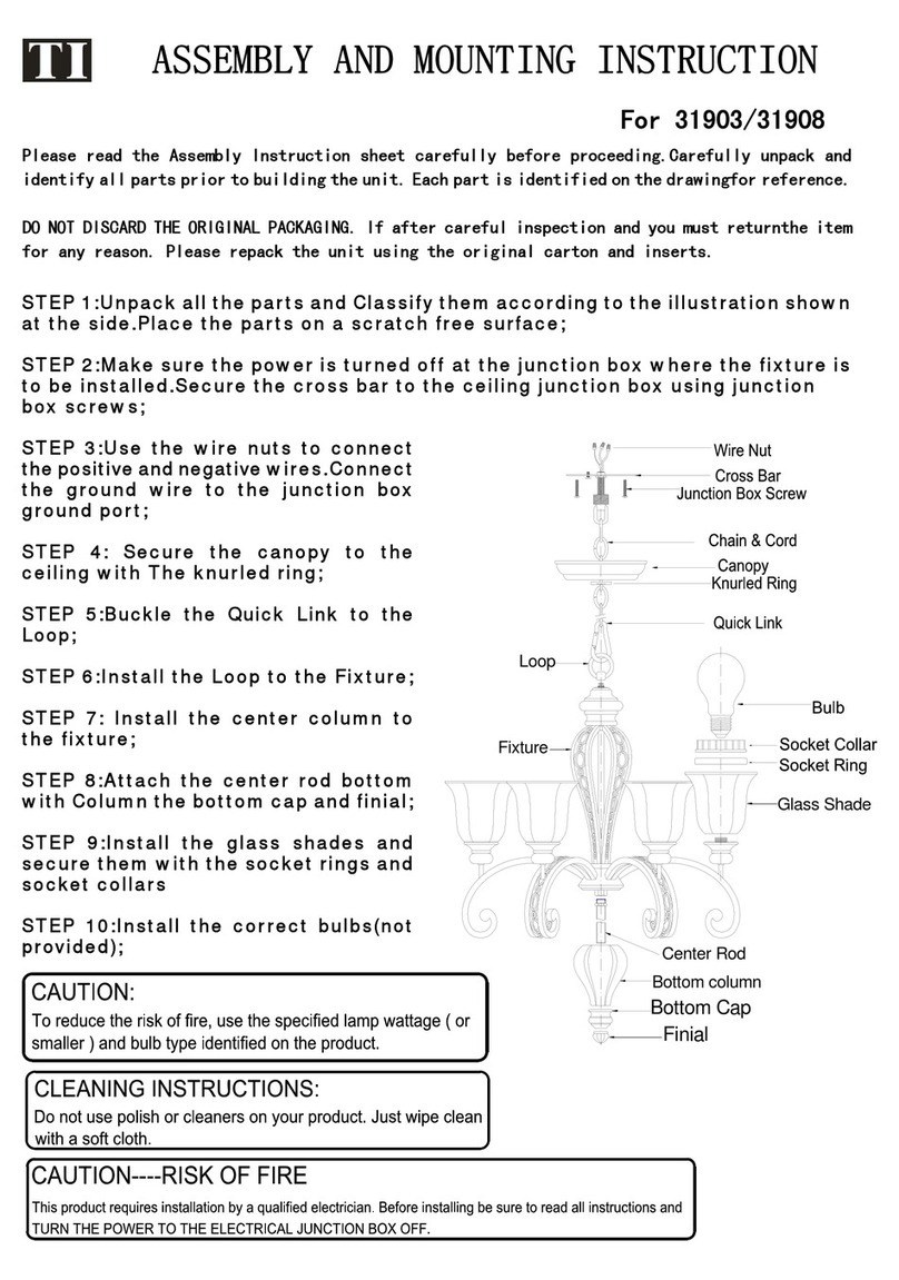 Triarch Indoor Lighting 31903 / 31908 Assembly and mounting instructions
