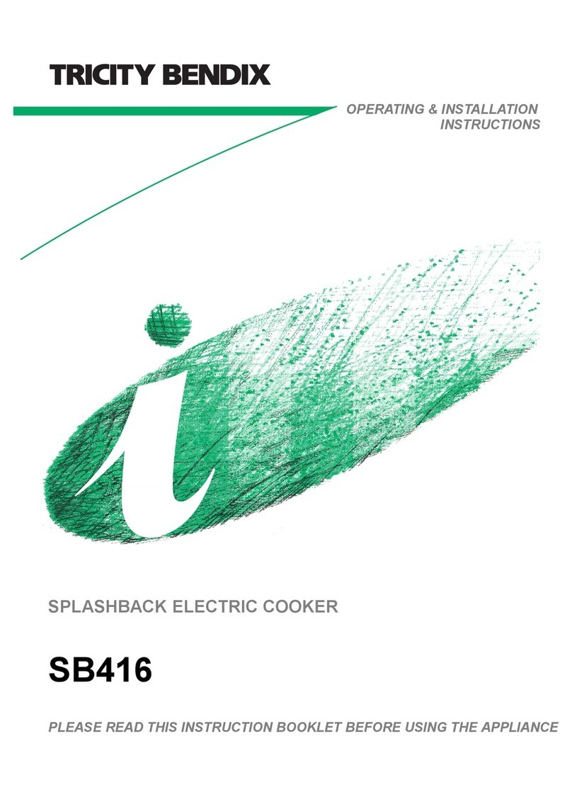 Tricity Bendix SPLASHBACK SB416 Operating & installation instructions