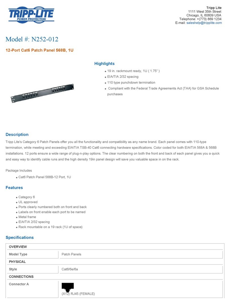 Tripp Lite 12-Port Cat6 Patch Panel N252-012 Specifications
