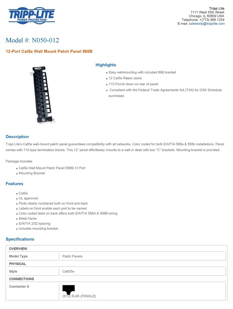 Tripp Lite 12-Port Cat5e Wall Mount Patch Panel... Specifications