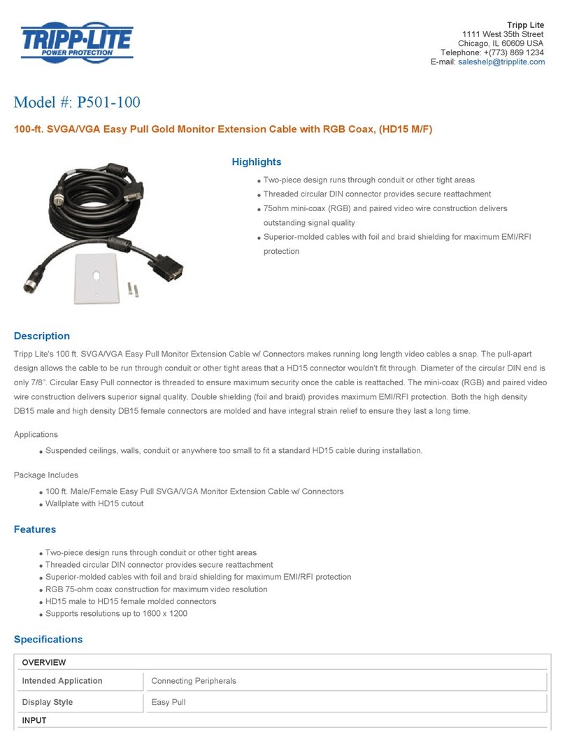 Tripp Lite P501-100 Specification sheet