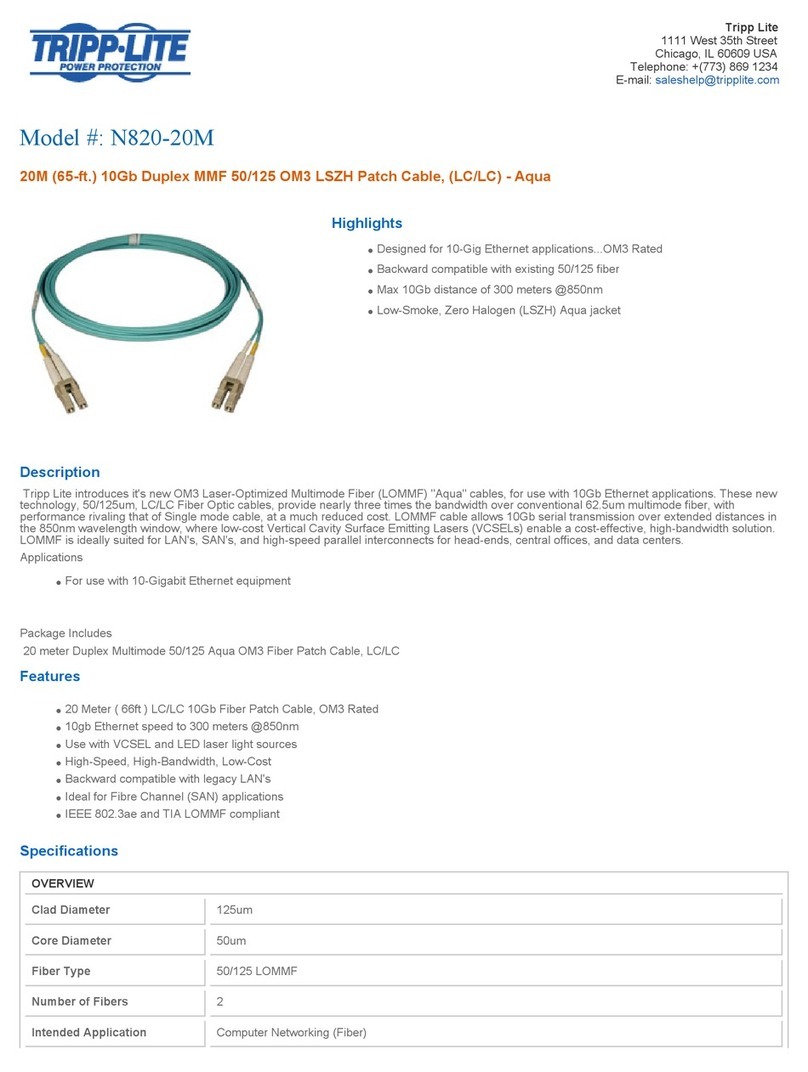 Tripp Lite N820-20M Specification sheet