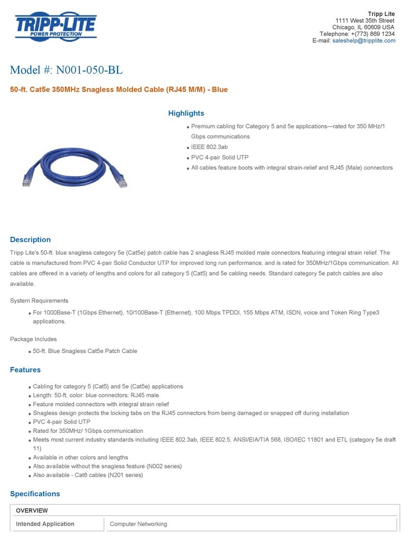 Tripp Lite N001-050-BL Specification sheet