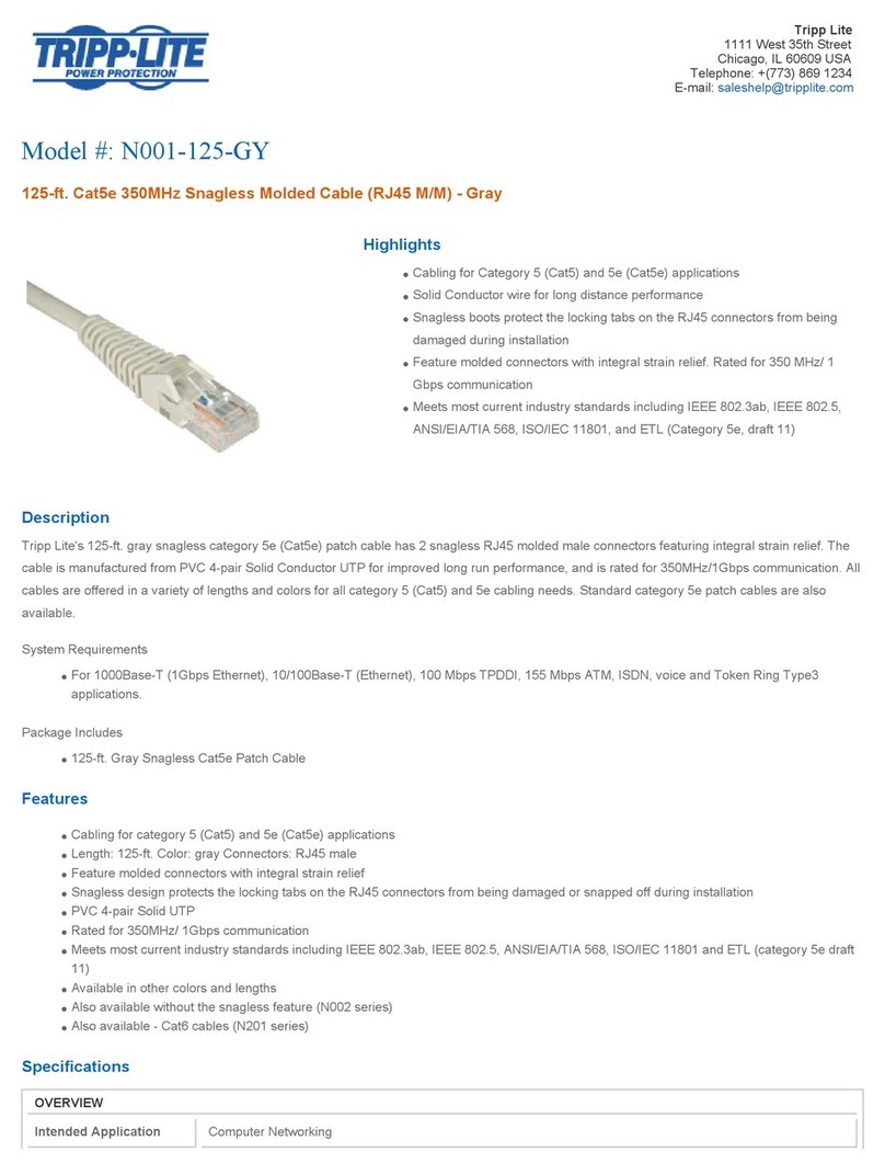 Tripp Lite N001-125-GY Specification sheet