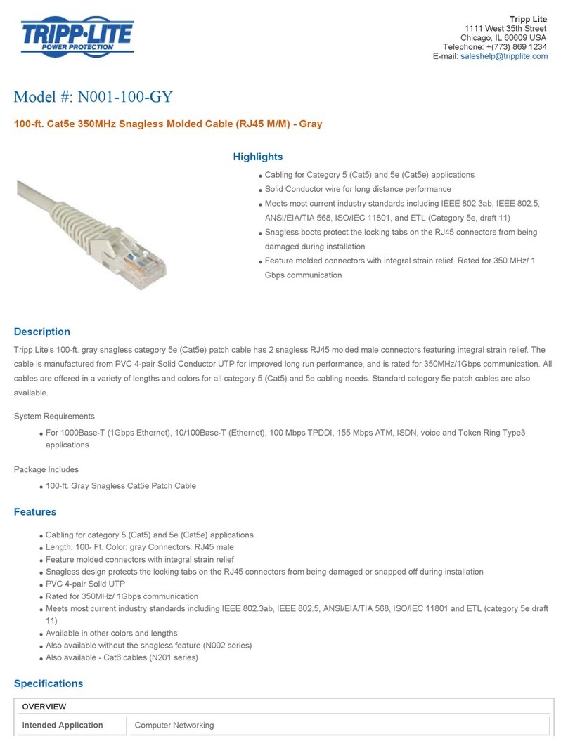 Tripp Lite N001-100-GY Specification sheet