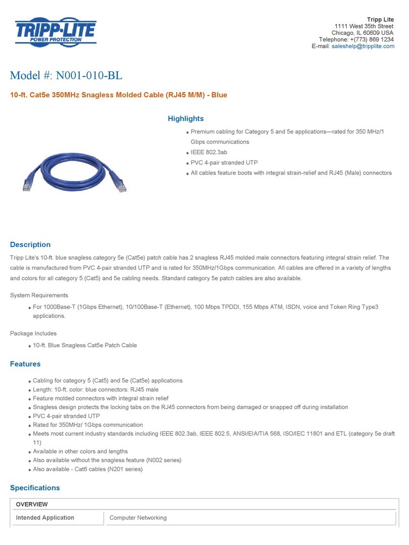 Tripp Lite N001-010-BL Specification sheet Tripp Lite N001-010-BL Specification sheet
