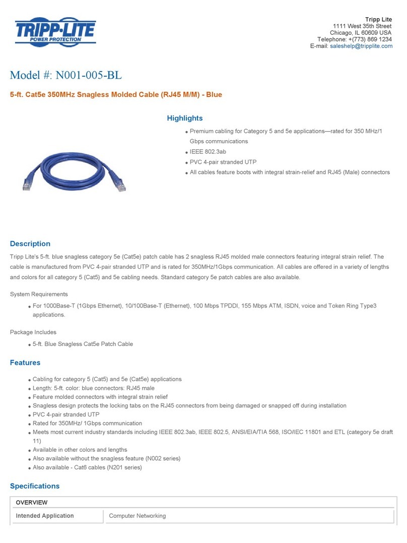 Tripp Lite N001-005-BL Specification sheet
