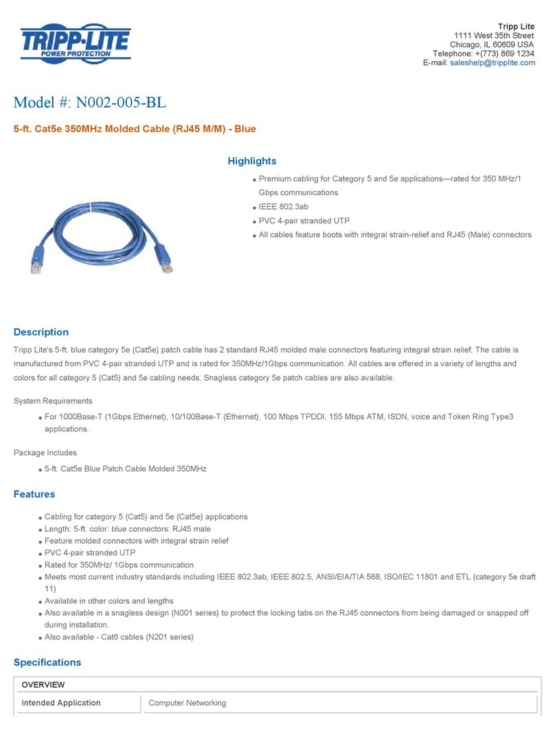 Tripp Lite N002-005-BL User manual Tripp Lite N002-005-BL User manual
