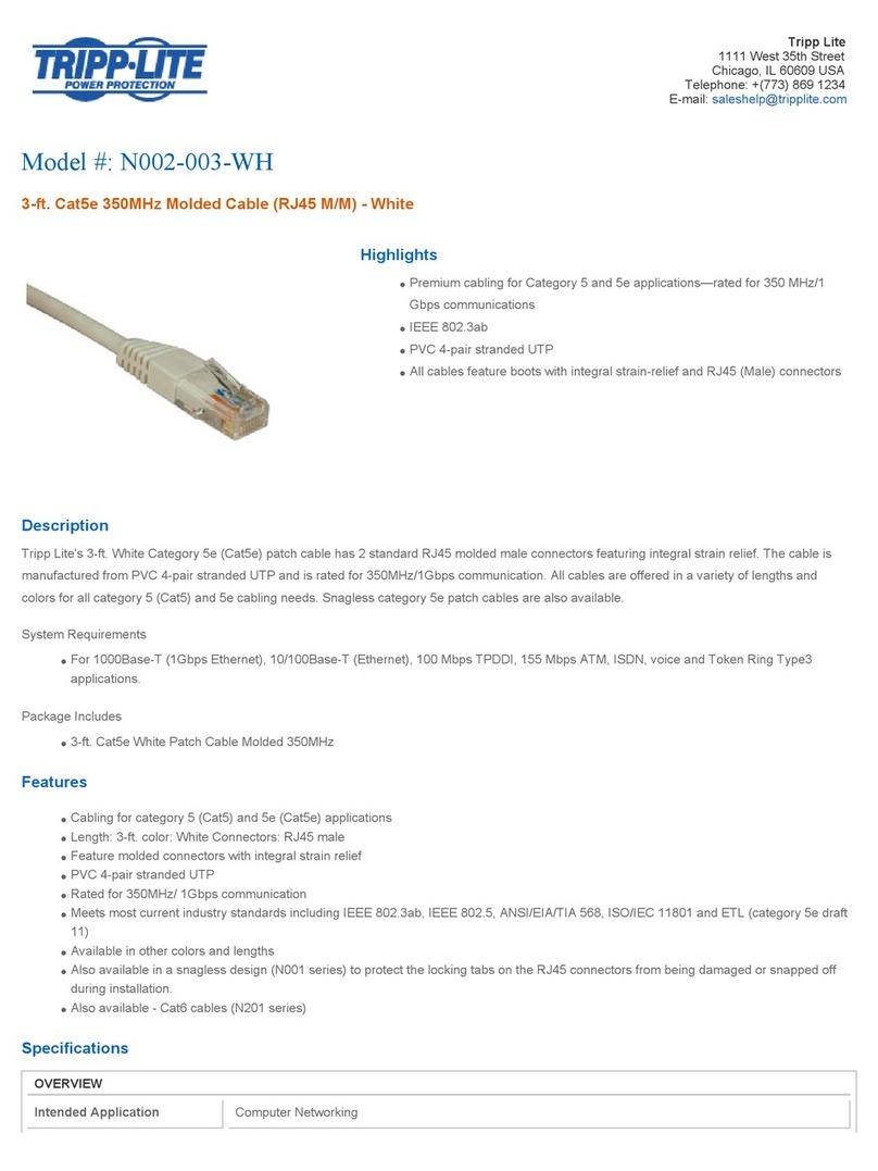 Tripp Lite N002-003-WH Specification sheet Tripp Lite N002-003-WH Specification sheet