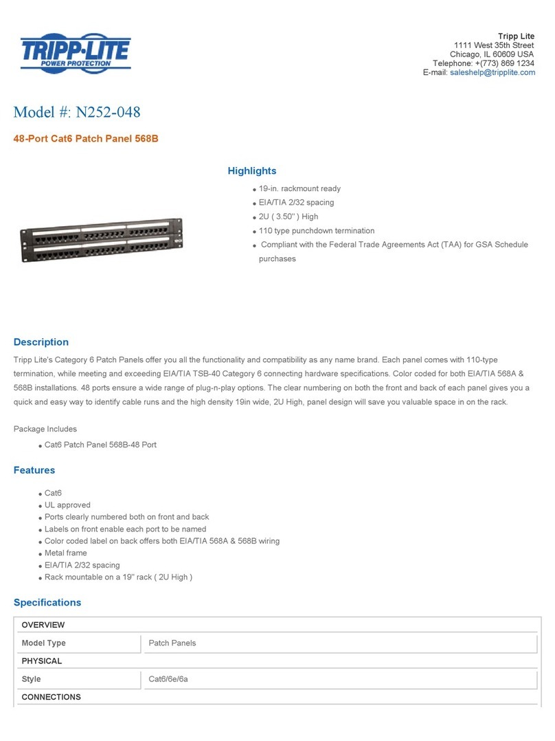 Tripp Lite 48-Port Cat6 Patch Panel N252-048 User manual