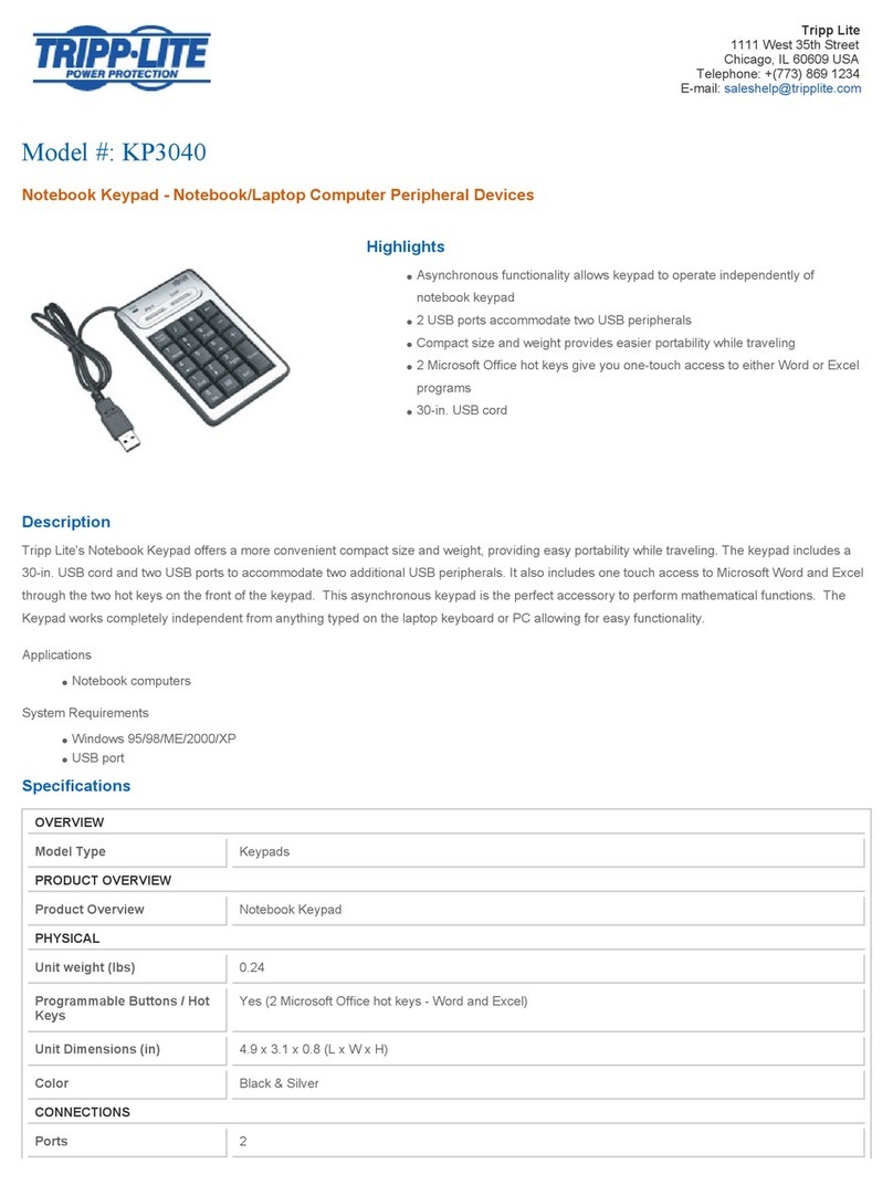 Tripp Lite KP3040 Specification sheet
