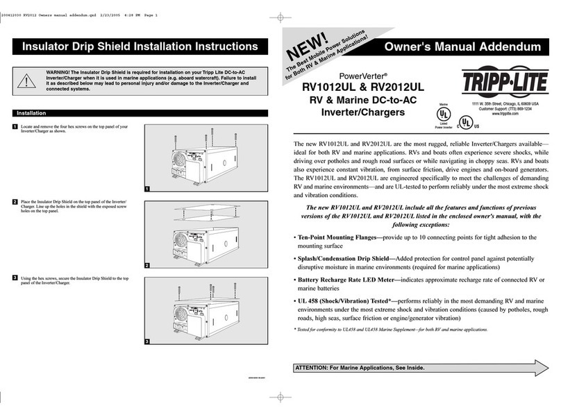 Tripp Lite PowerVerter RV1012UL Installation and operating instructions
