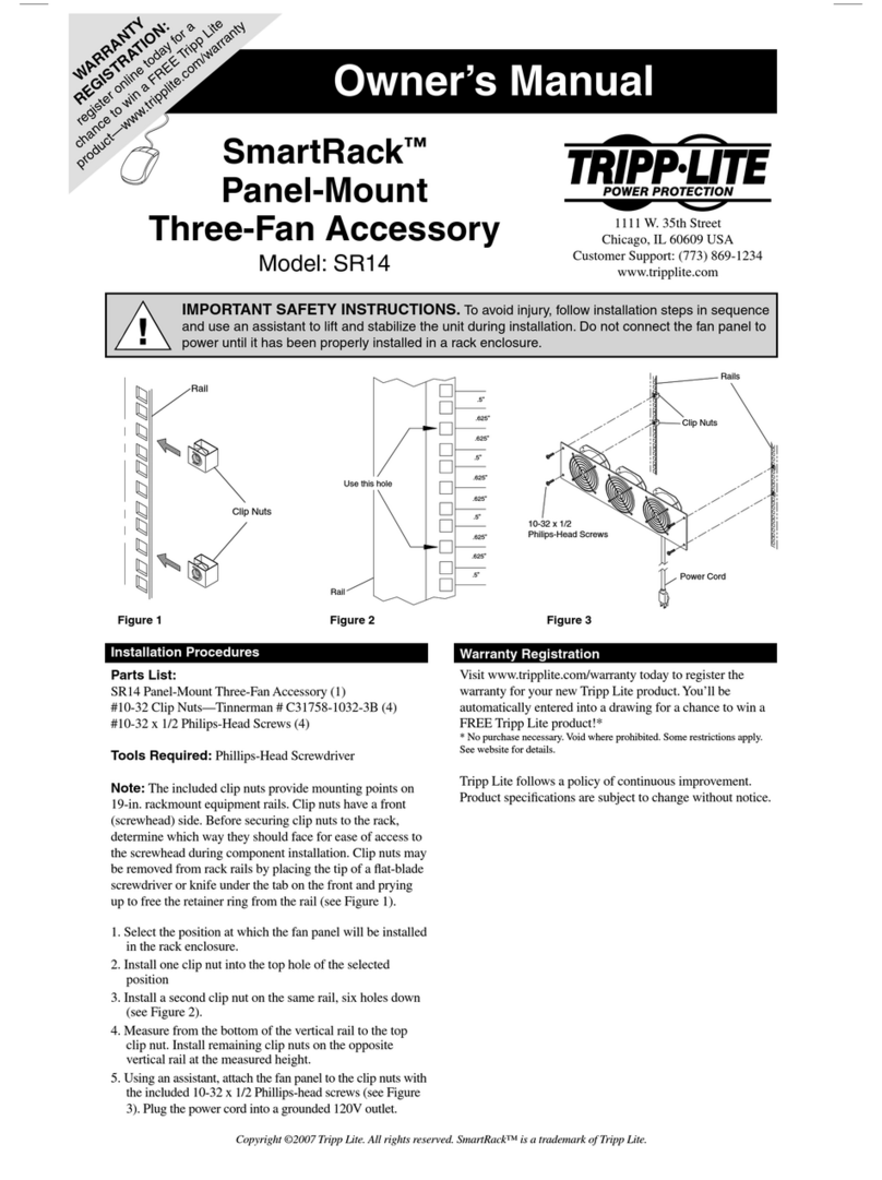Tripp Lite SmartRack Panel-Mount Three-Fan Accessory... User manual