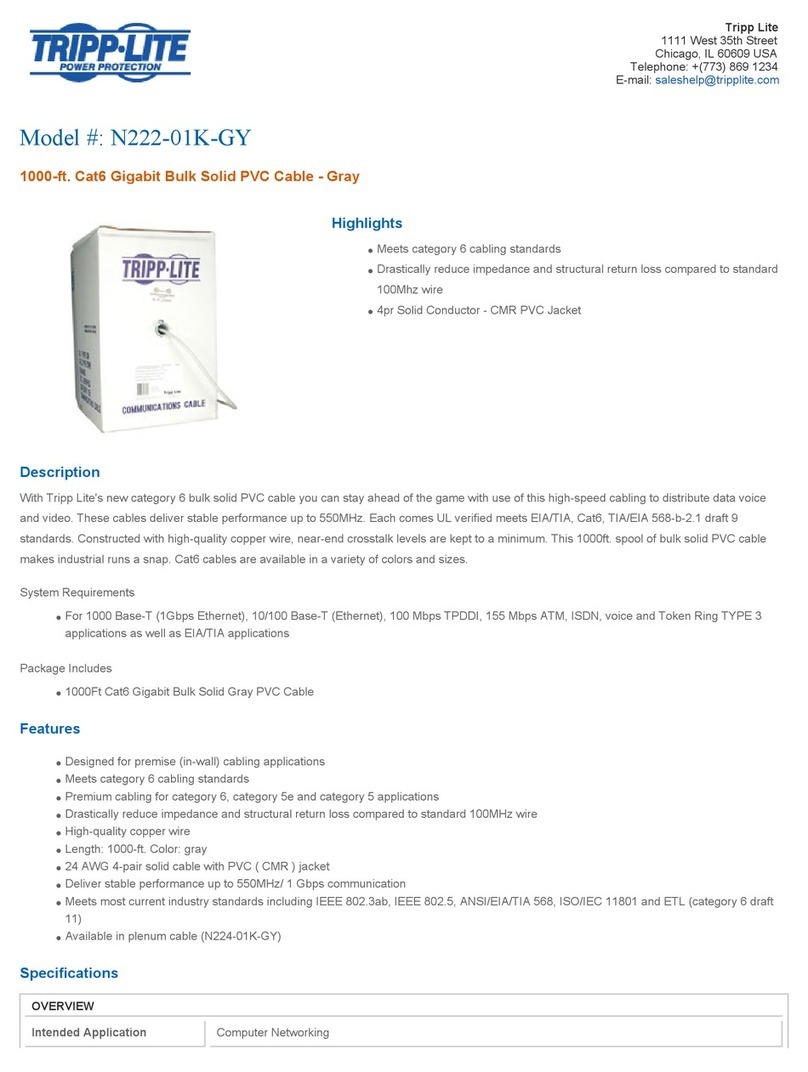 Tripp Lite N222-01K-GY Specification sheet