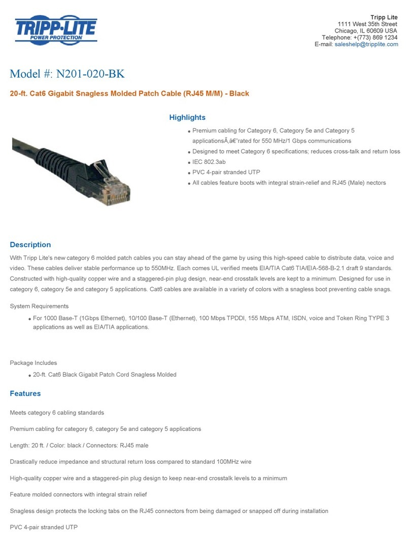 Tripp Lite N201-020-BK Specification sheet