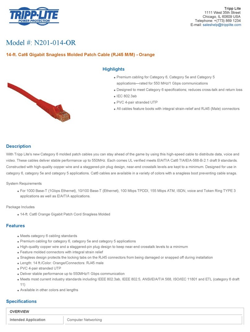 Tripp Lite N201-014-OR Specification sheet