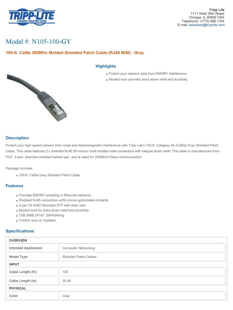 Tripp Lite N105-100-GY Specification sheet