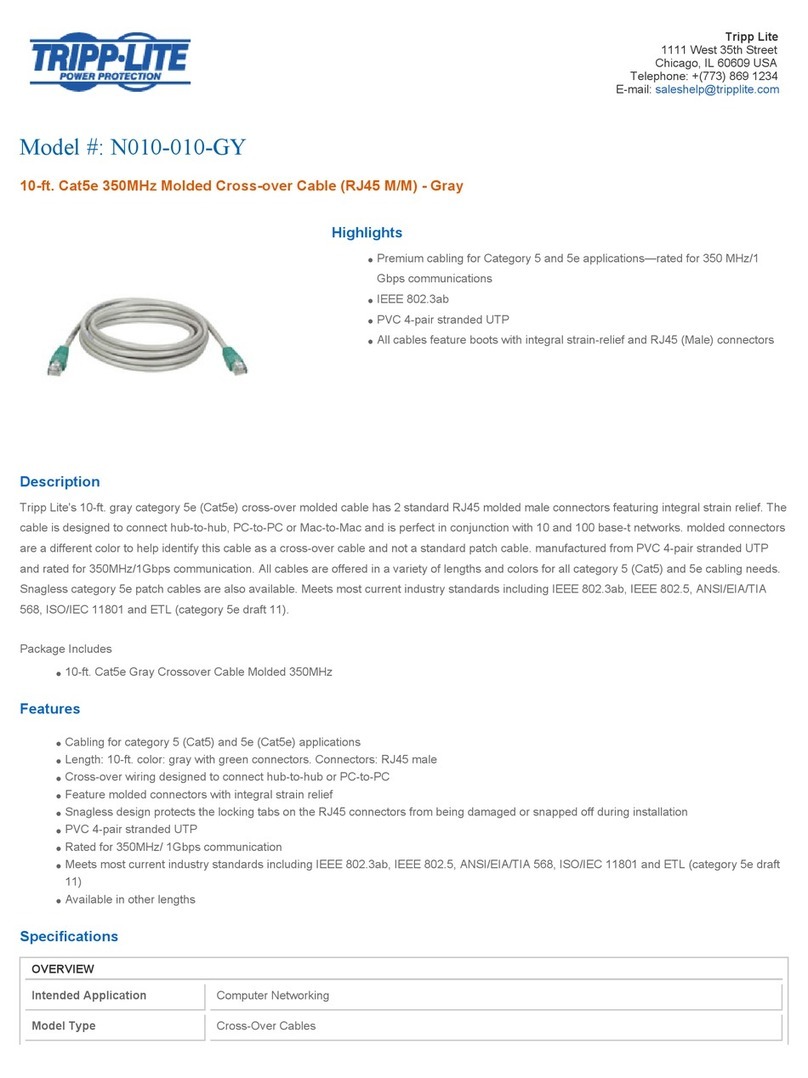 Tripp Lite N010-010-GY Specification sheet