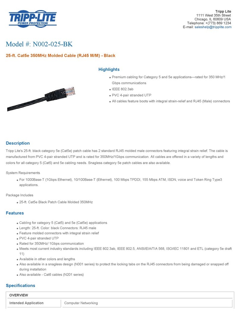 Tripp Lite N002-025-BK Specification sheet