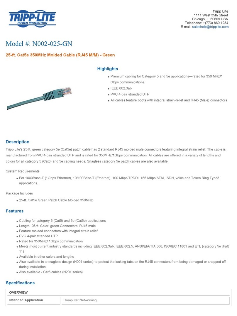 Tripp Lite N002-025-GN Specification sheet