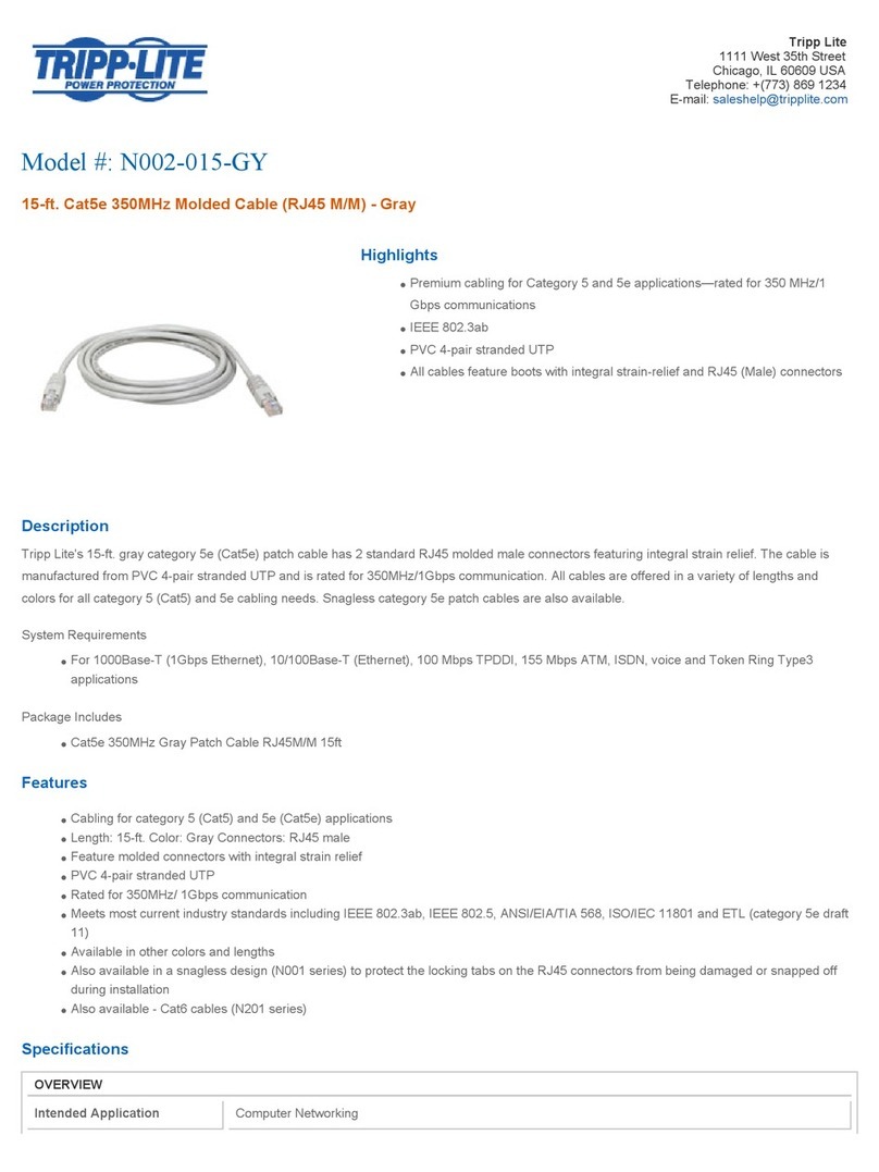 Tripp Lite N002-015-GY Specification sheet Tripp Lite N002-015-GY Specification sheet