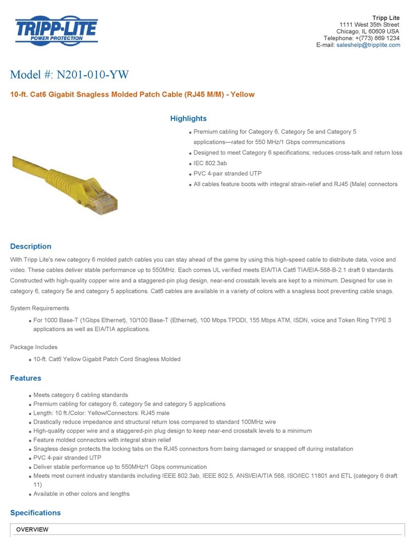 Tripp Lite N201-010-YW Specification sheet