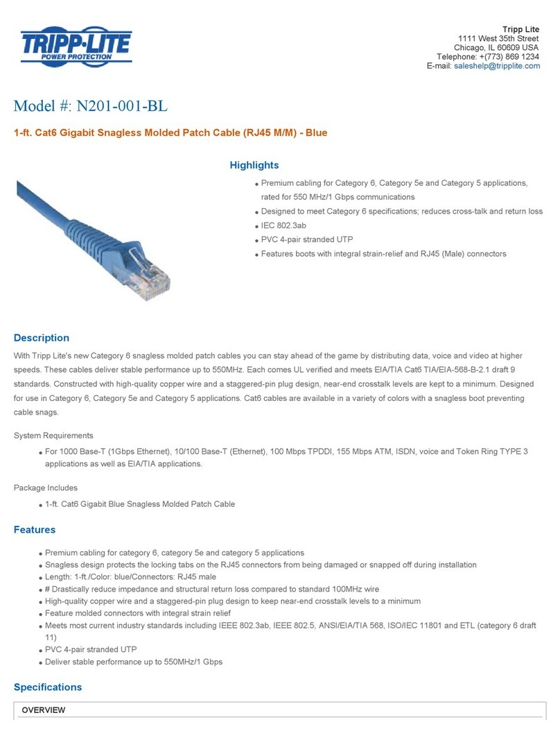 Tripp Lite N201-001-BL Specification sheet