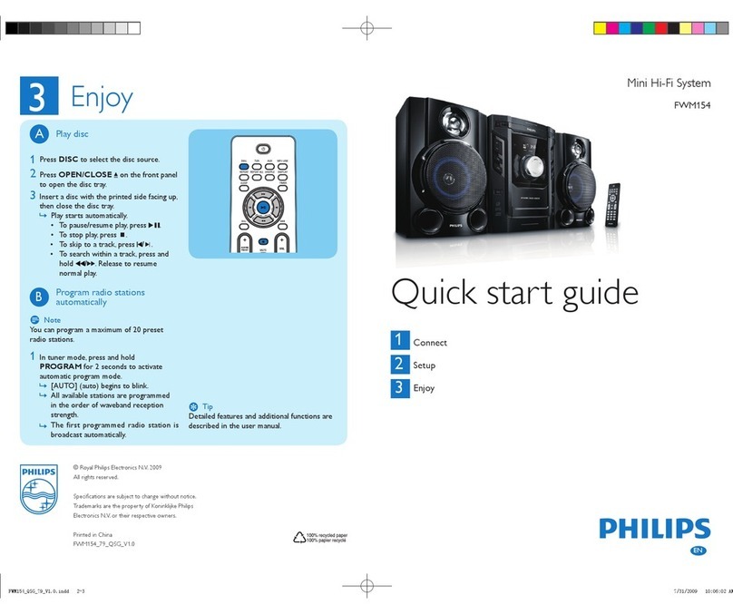 Philips FWM154/79 quick start guide