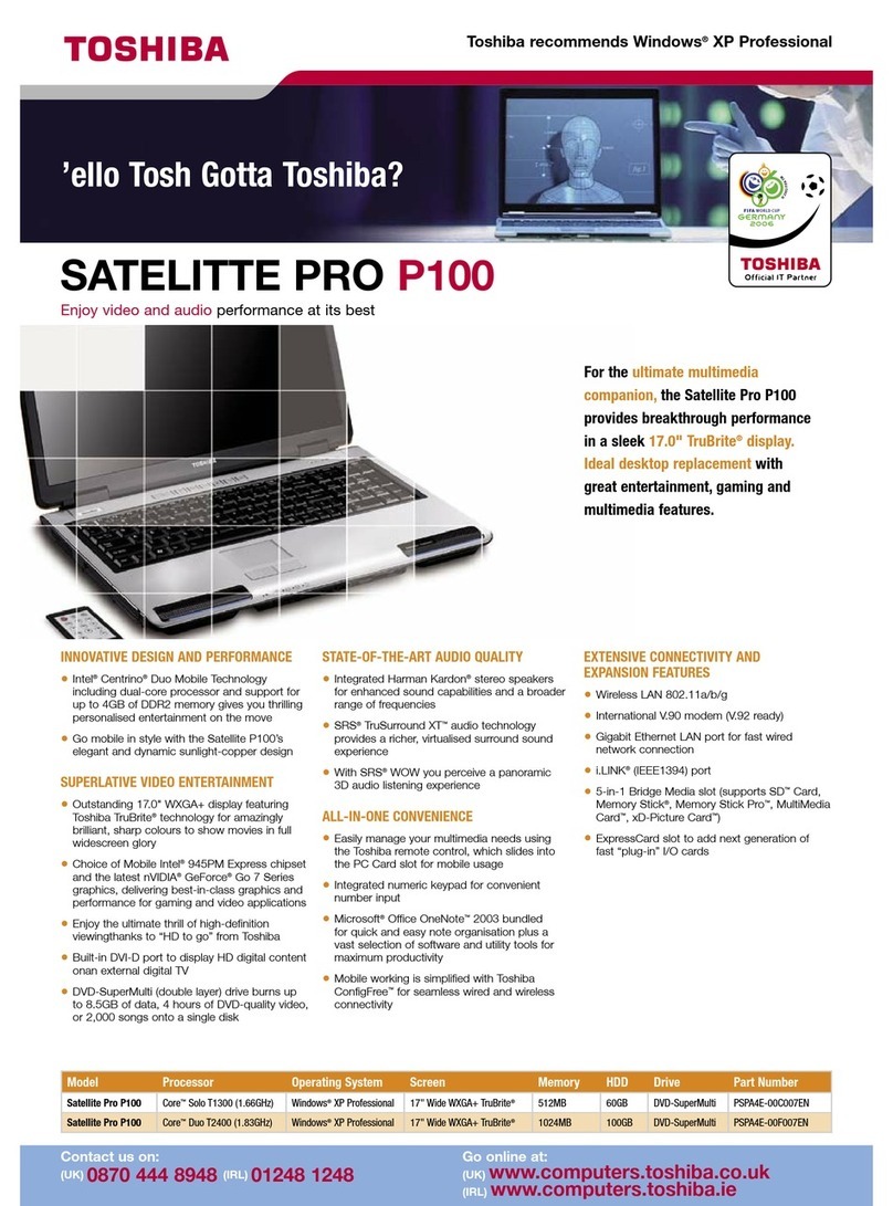 Toshiba Satellite Pro P100 Series User manual