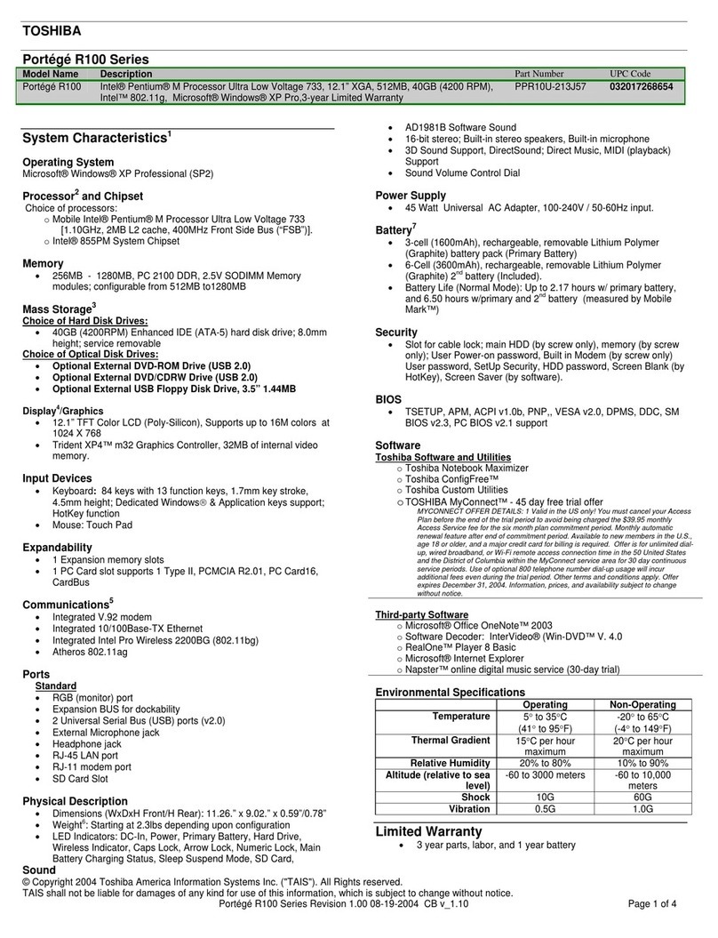 Toshiba Portege R100 User manual