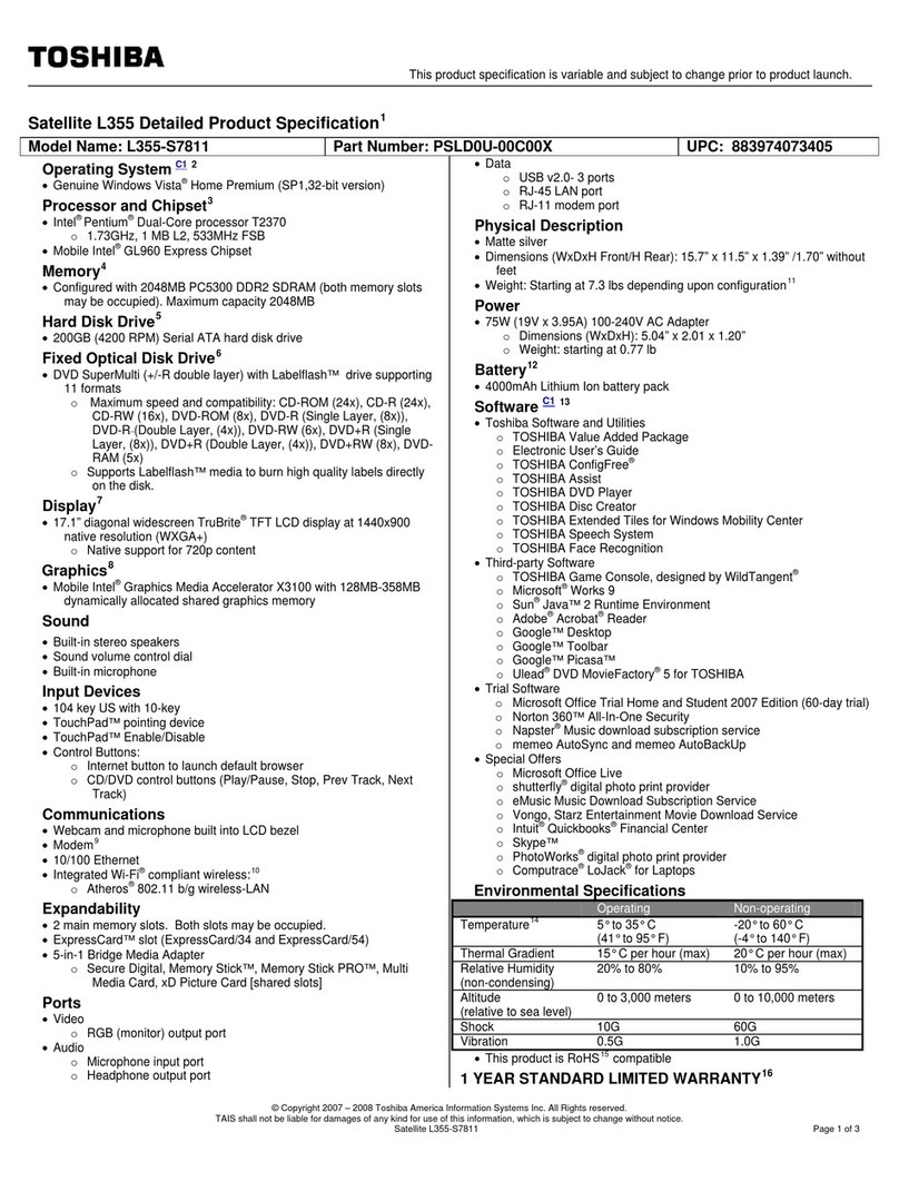 Toshiba Satellite L355-S7811 User manual