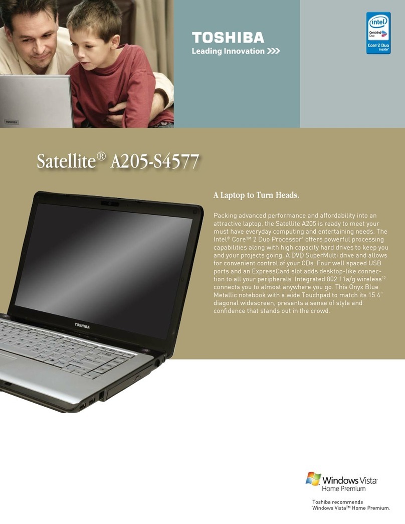 Toshiba A205-S4577 - Satellite - Core 2 Duo 1.73 GHz User manual