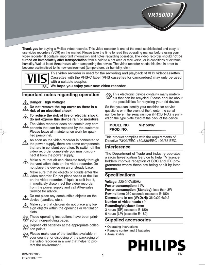 Philips VR150/07 User manual Philips VR150/07 User manual
